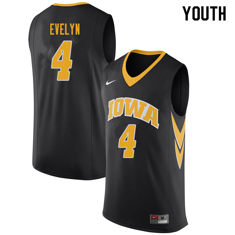 Youth #4 Bakari Evelyn Iowa Hawkeyes College Basketball Jerseys Sale-Black - Click Image to Close